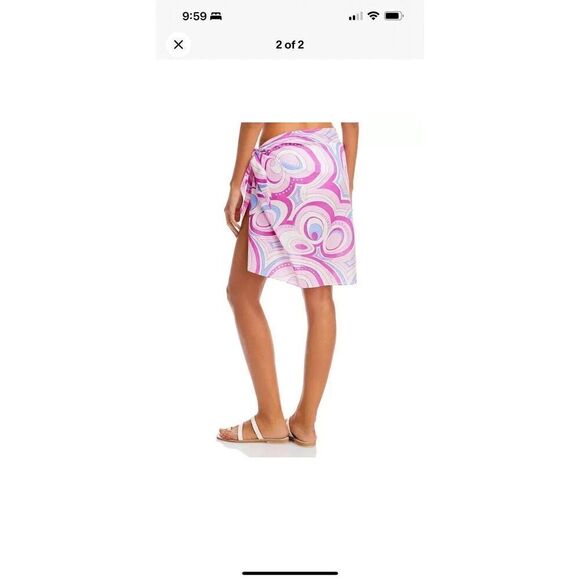 AQUA Swim Printed Cover Up Pareo Women's One Size Pink Swirl Adjustable Tie~ - Picture 6 of 10